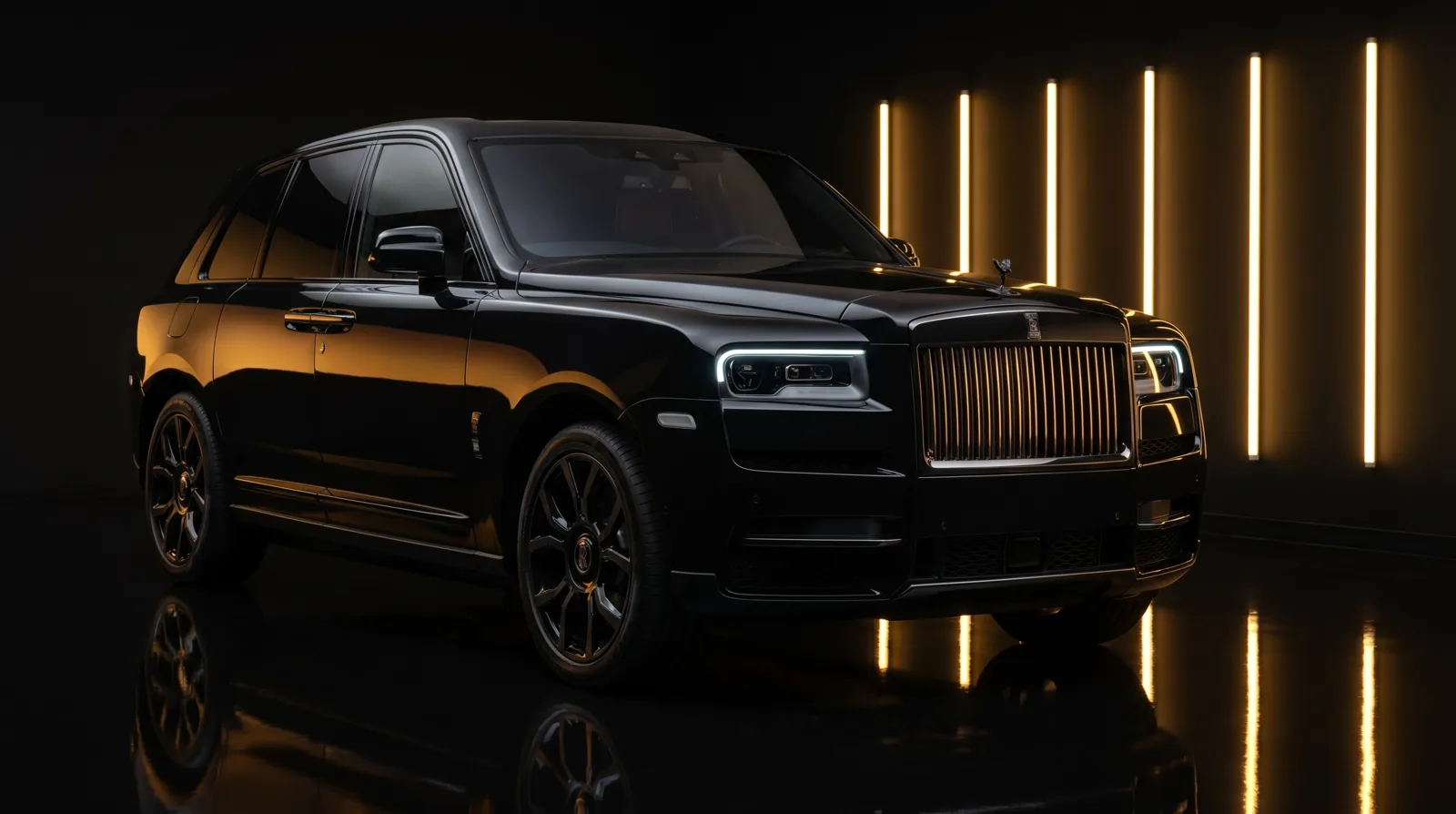 Rolls-Royce Cullinan Black Badge with darkened chrome and coach doors, the signature wedding chauffeur vehicle of Seven Star Chauffeurs in Vancouver