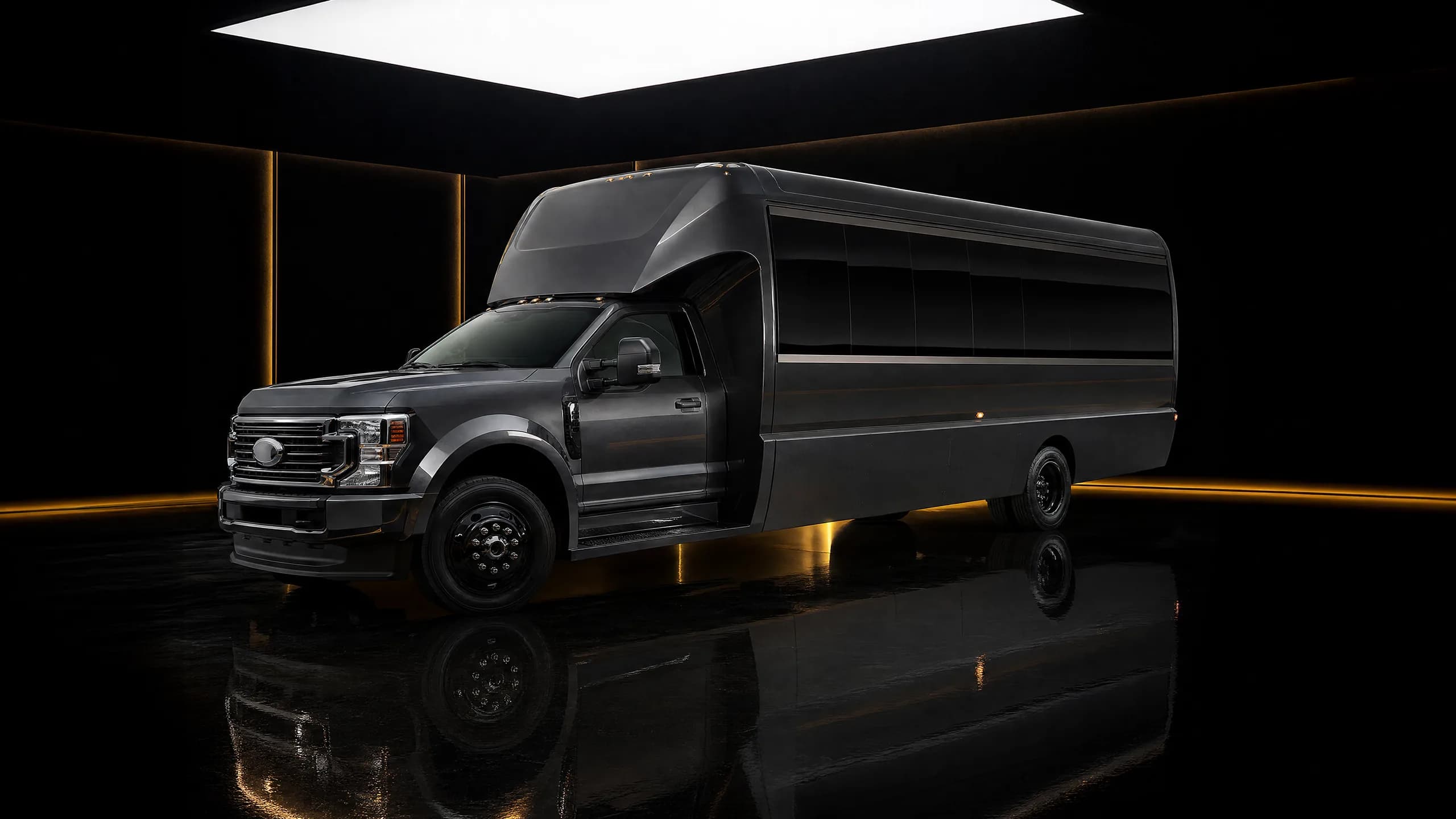 Luxury Party Bus in the Seven Star showroom